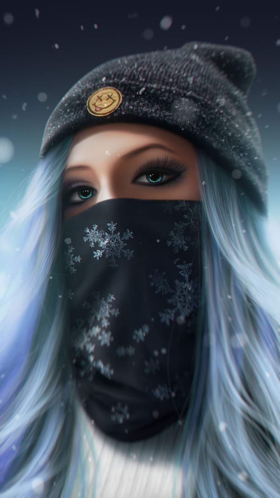 Winter Masked Girl iPhone Wallpaper