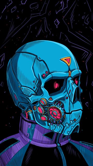 Cyborg Skull iPhone Wallpaper