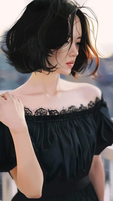 Girl in Black iPhone Wallpaper