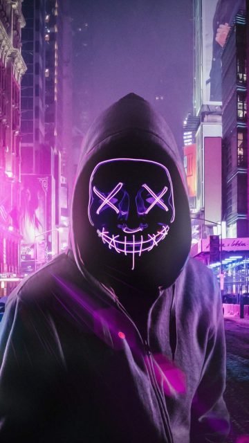 Hoodie Neon Stitched Mask Guy