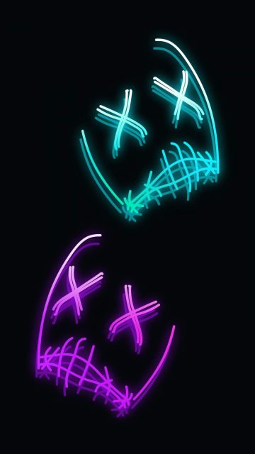 Neon Masks iPhone Wallpaper