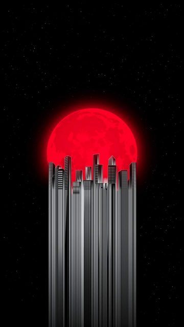 Red Moon City iPhone Wallpaper