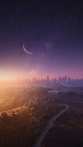 Starry City Sunset iPhone Wallpaper