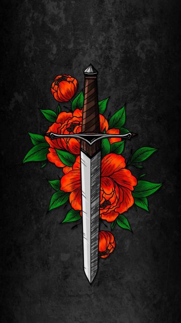 Sword and Flowers iPhone Wallpaper