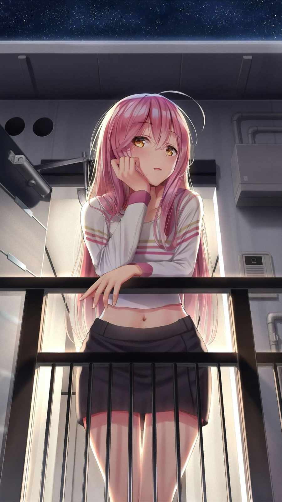 Anime Girl in Balcony iPhone Wallpaper