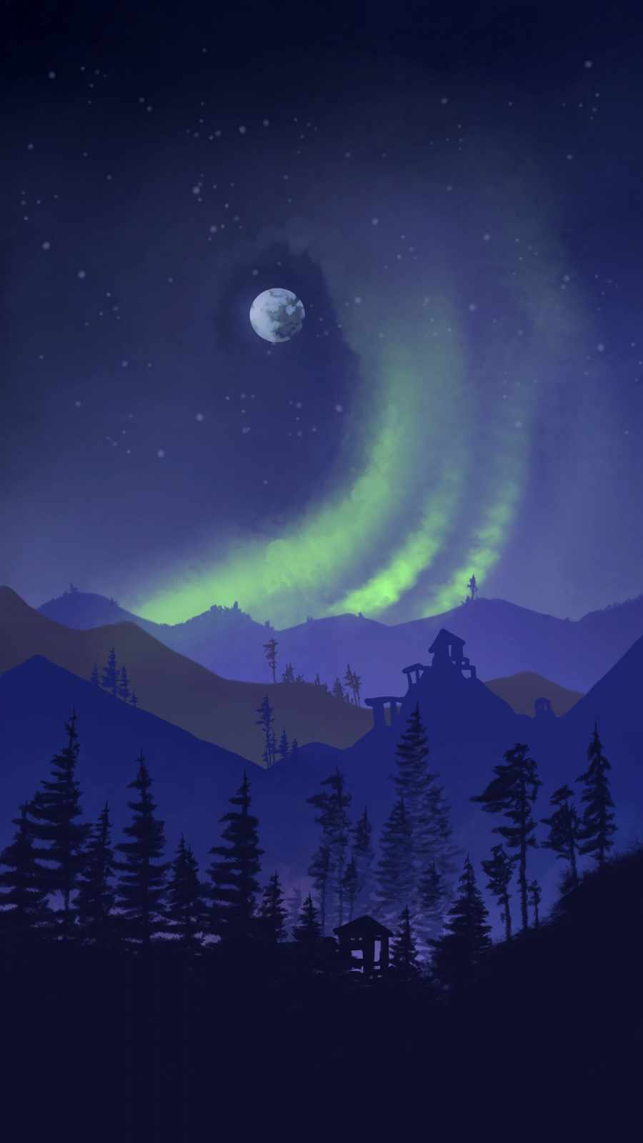 Aurora Night Moon Art - IPhone Wallpapers : iPhone Wallpapers