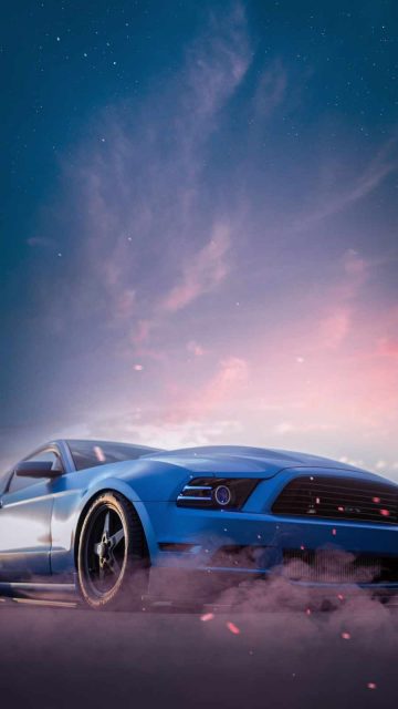 Blue Mustang iPhone Wallpaper