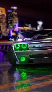 Dodge Challenger Green Lights