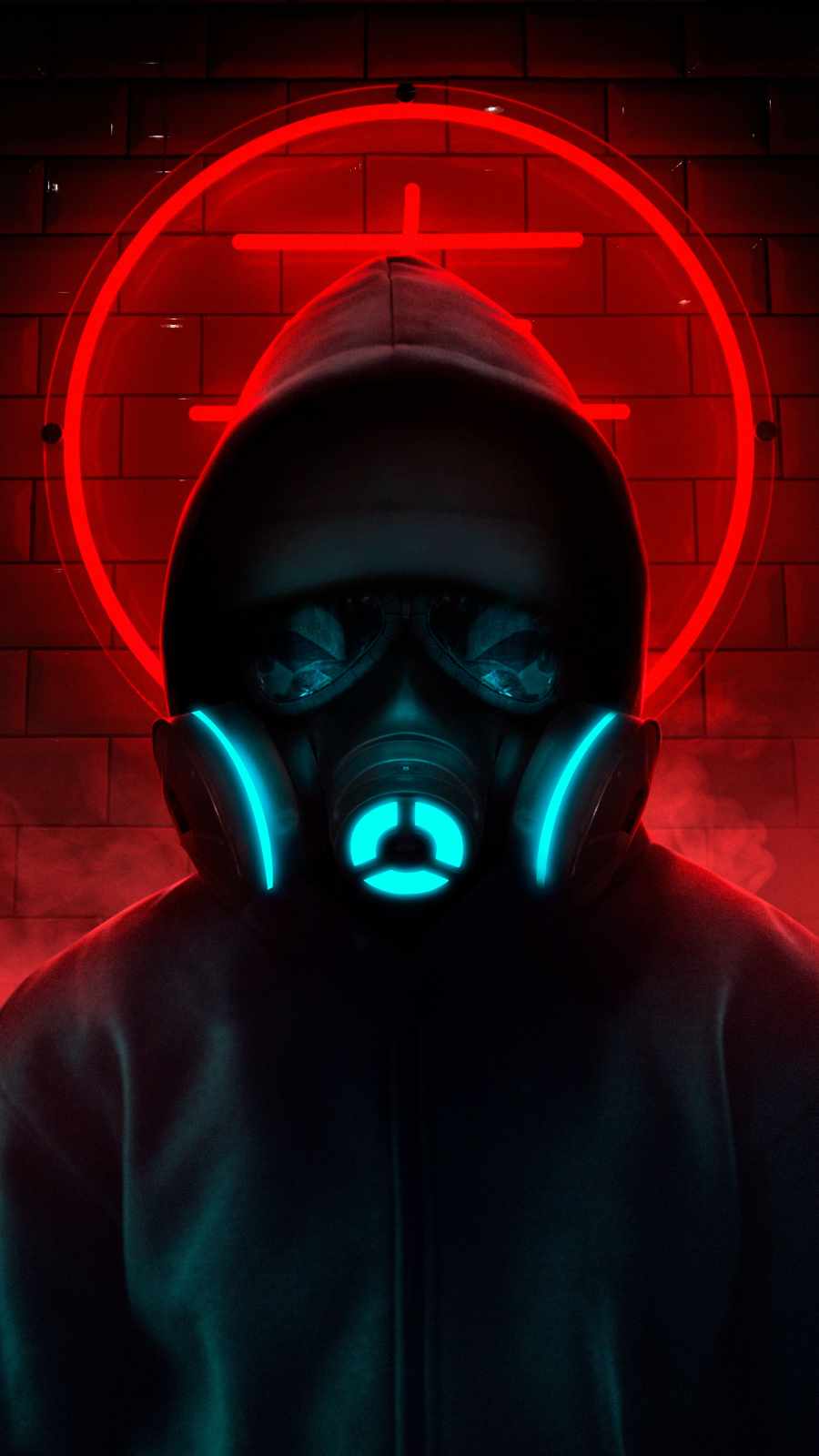 Gas Mask Neon Hoodie Guy Iphone Wallpapers 9776