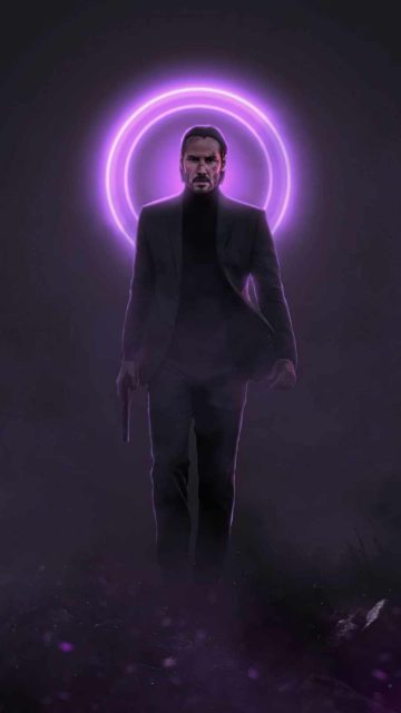 John Wick Neon with Gun iPhone Wallpaper