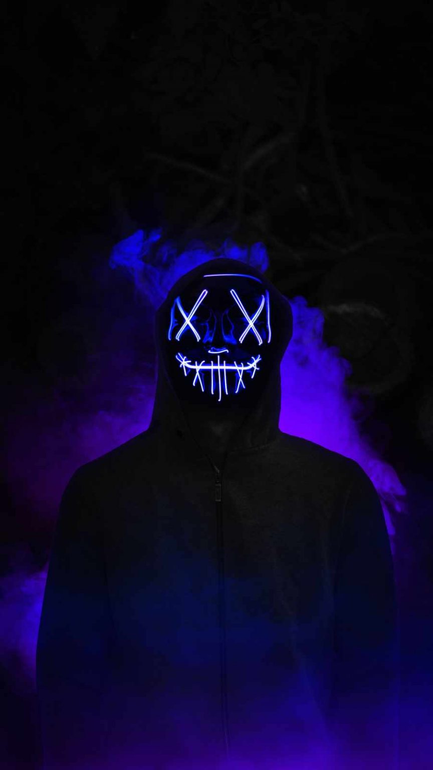 Neon Mask Hoodie Guy Smoke - iPhone Wallpapers