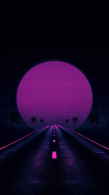 Retrowave Road iPhone Wallpaper