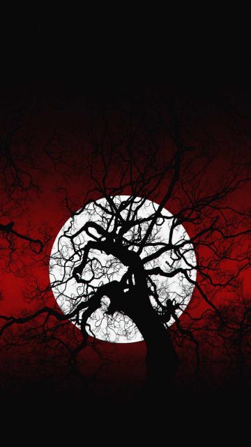 Scary Moon Tree iPhone Wallpaper