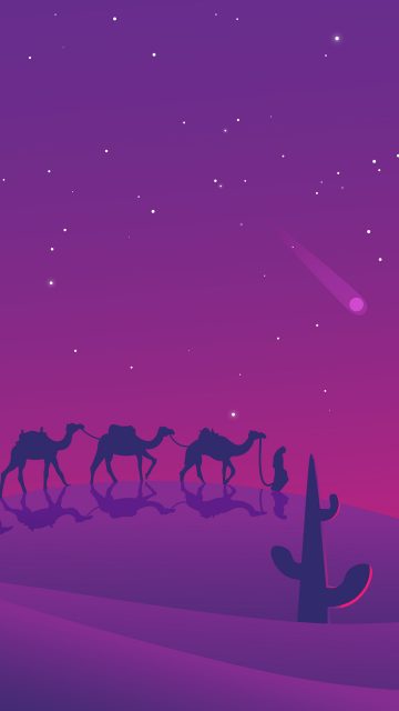 Camels Desert Evening Minimal iPhone Wallpaper - iPhone Wallpapers