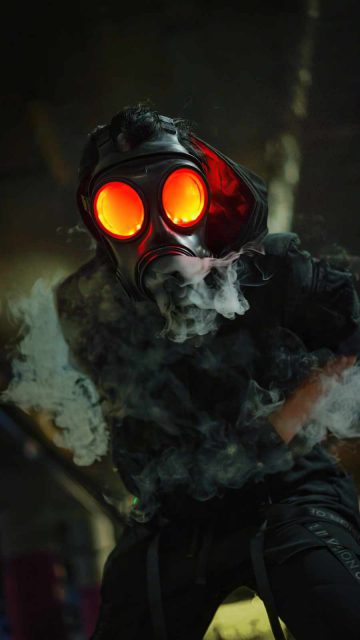 Gas Mask Glowing Eyes