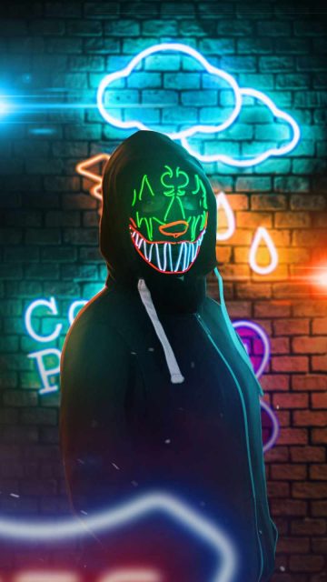 Neon Mask Hoodie Girl