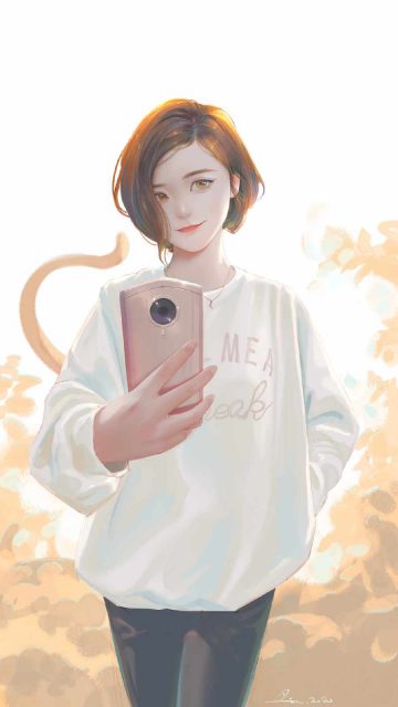 Selfie Girl iPhone Wallpaper