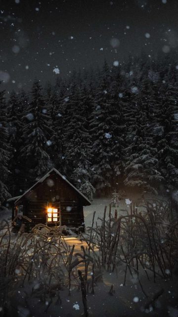 Winter Snow House iPhone Wallpaper