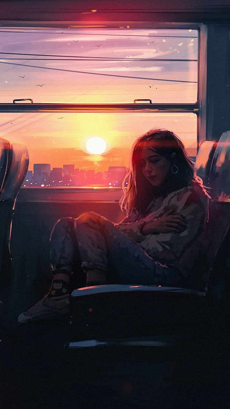 Alone in train iPhone Wallpaper