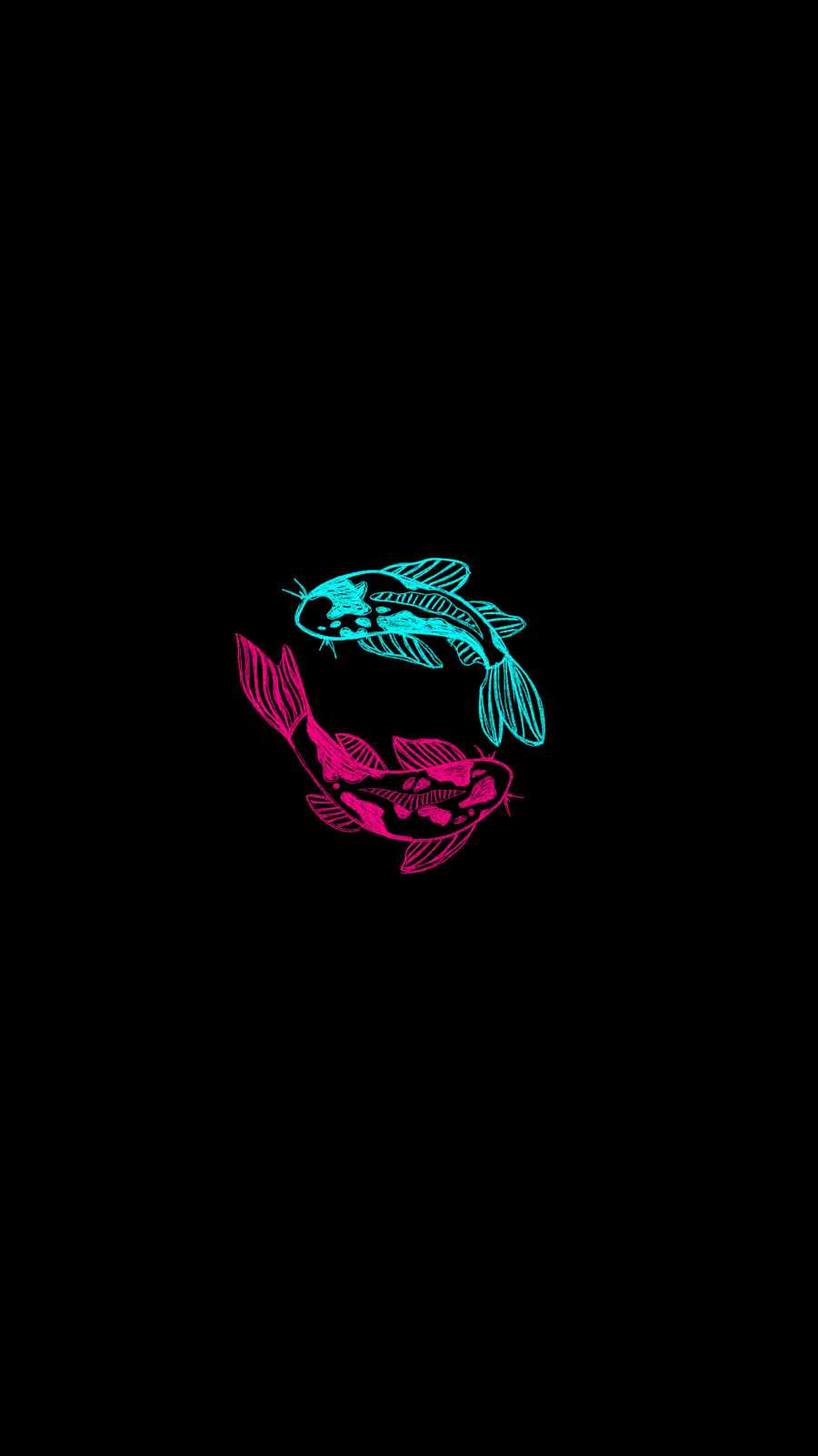 Neon Fish iPhone Wallpaper