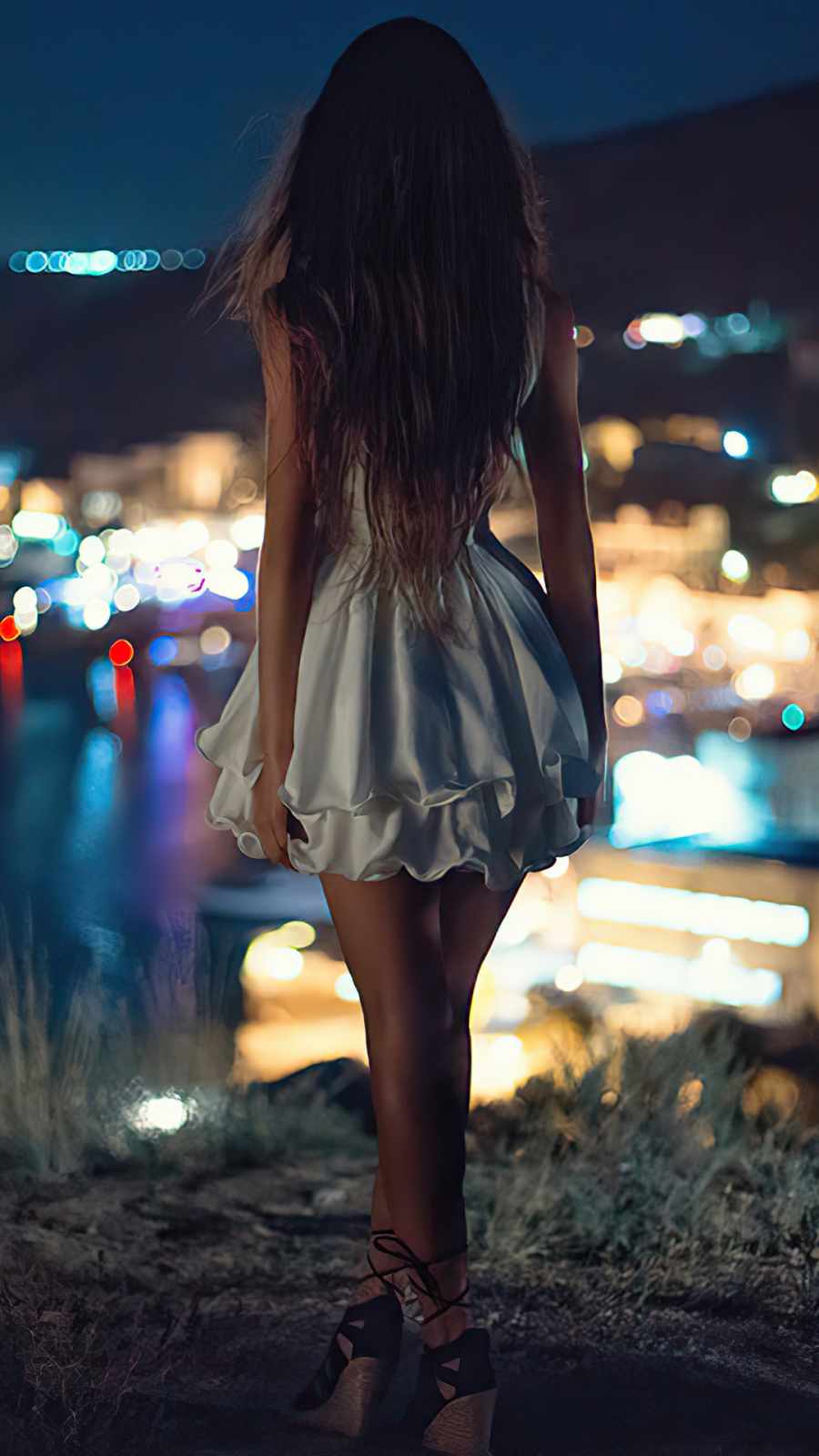 Night Alone White Skirt Girl
