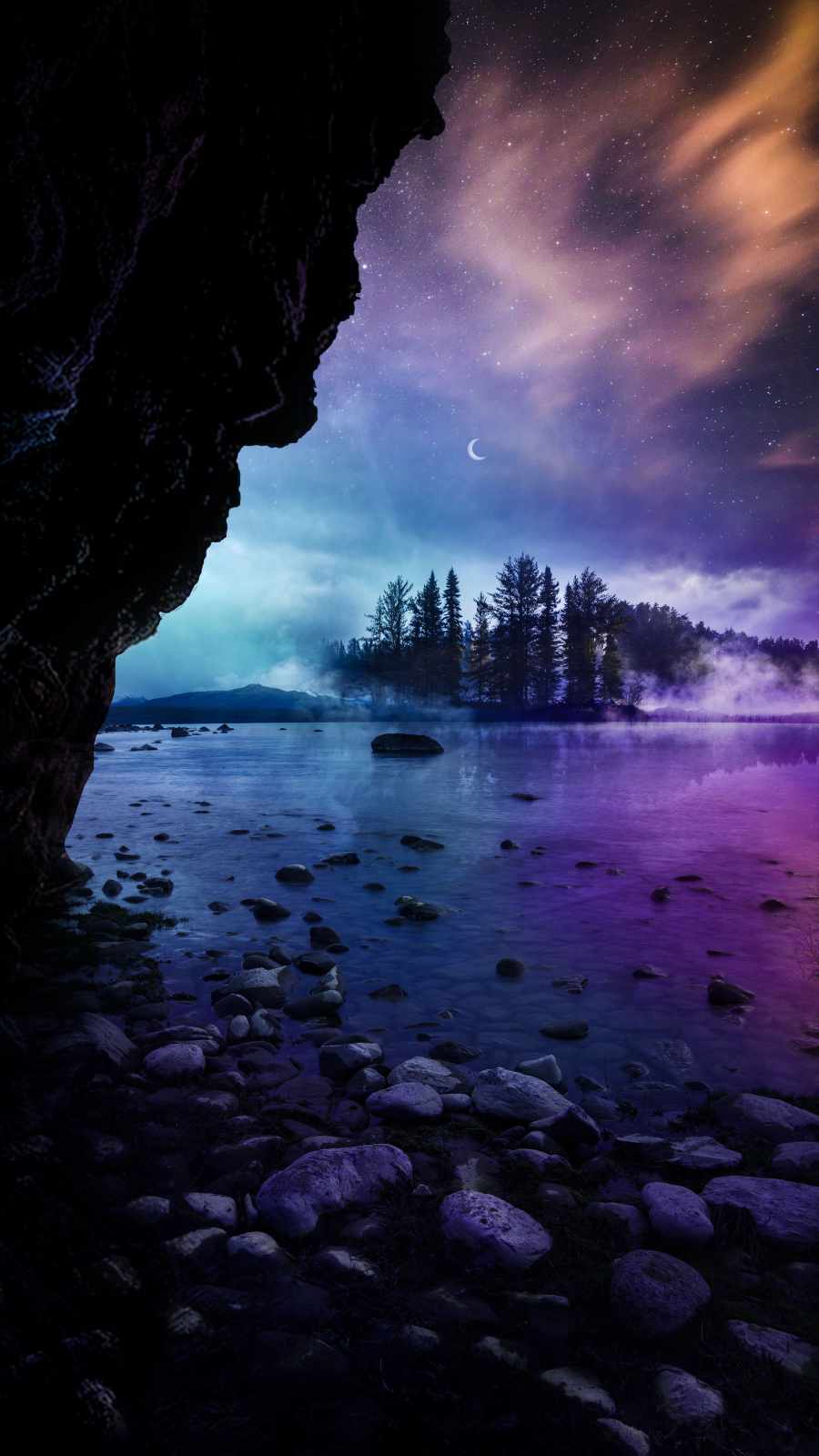 Night Lake Sky View Iphone Wallpapers Iphone Wallpapers