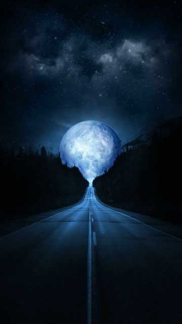 Road to Moon iPhone Wallpaper