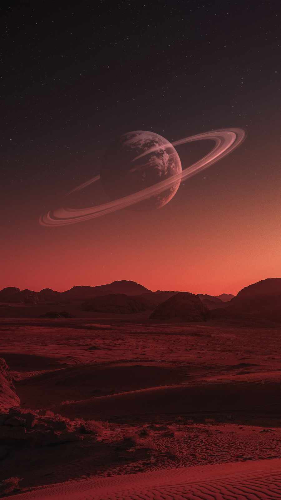 Saturn from Mars iPhone Wallpaper