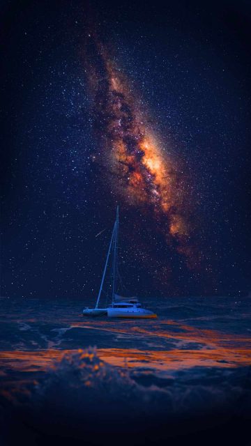 Space Ocean Yacht iPhone Wallpaper