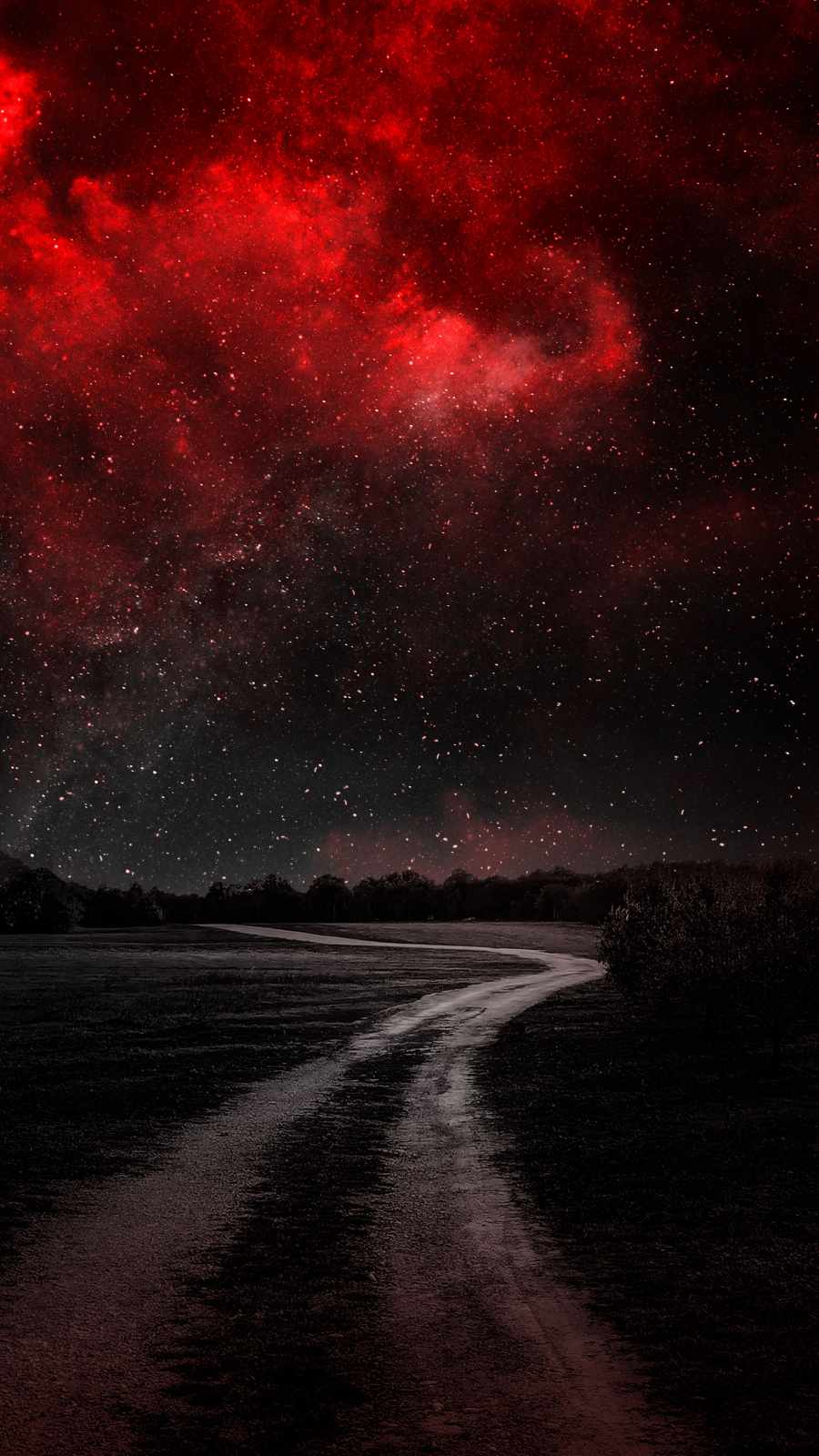 Starry Night Red Nebula - iPhone Wallpapers