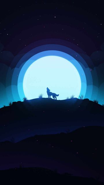 Wolf Howl Minimal iPhone Wallpaper