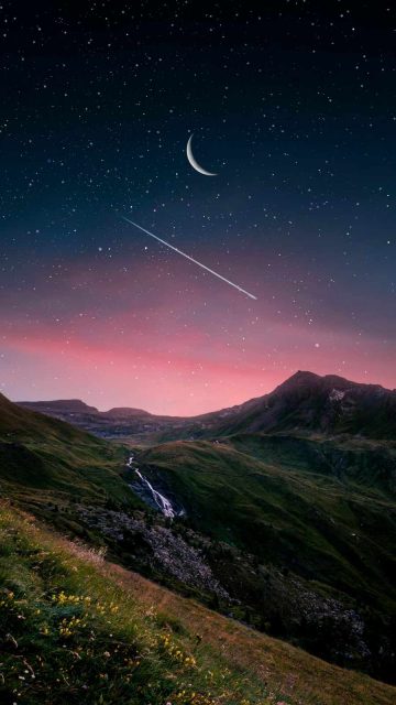 Mountain Sunset Starry Sky