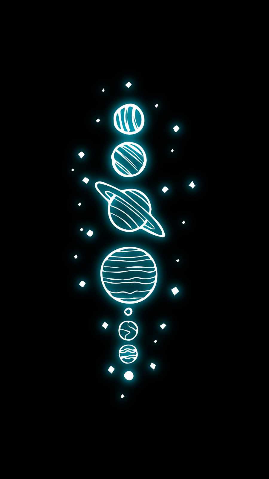 Neon Planets iPhone Wallpaper
