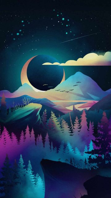Night Forest Art iPhone Wallpaper