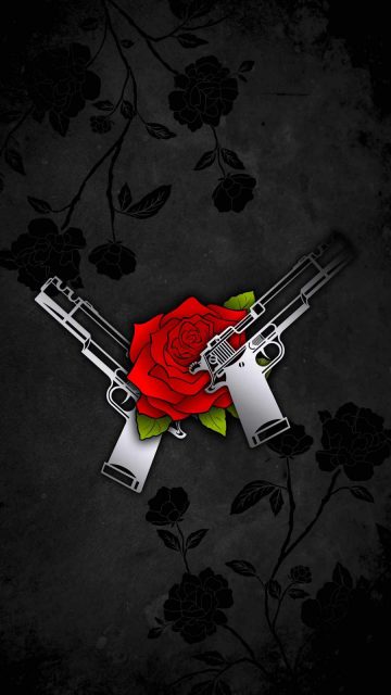 Rose and Guns iPhone Wallpaper