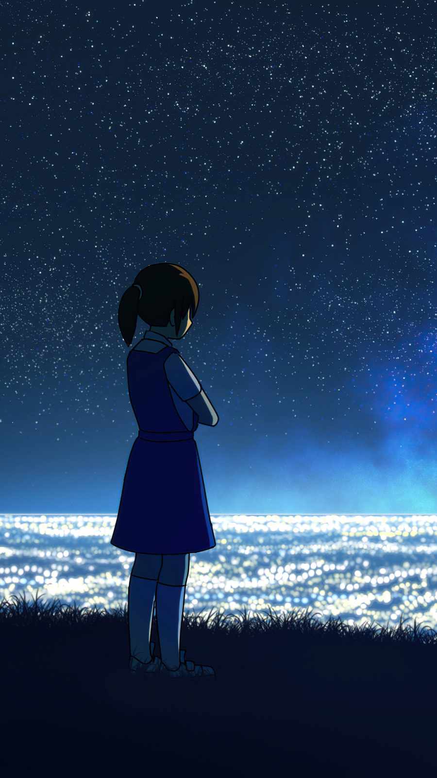 Anime Girl At Hilltop Seeing Cityscape - IPhone Wallpapers : iPhone  Wallpapers