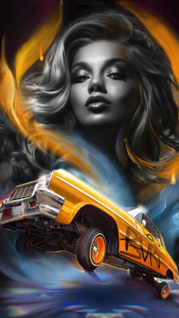 lowrider girl chevy art