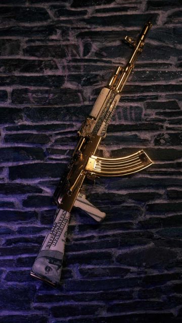 Dollar AK 47 iPhone Wallpaper