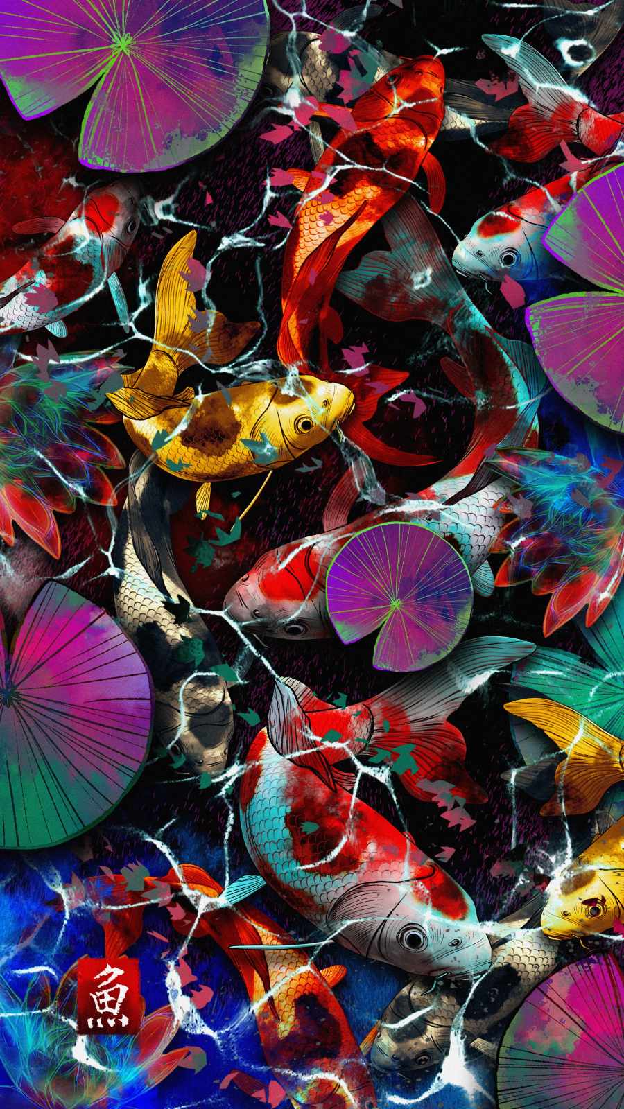 Koi Fish Art iPhone Wallpaper