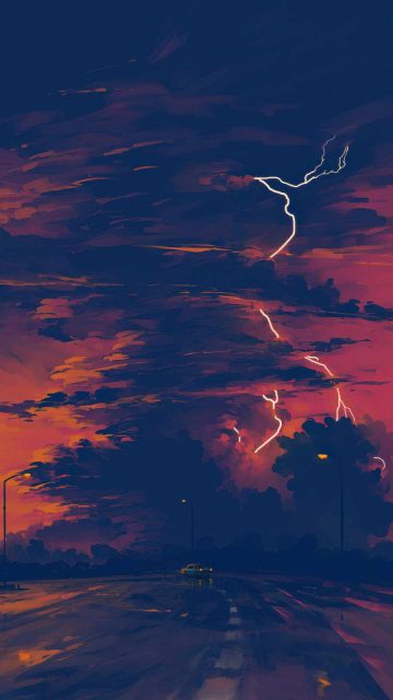Lightning while travelling - iPhone Wallpapers
