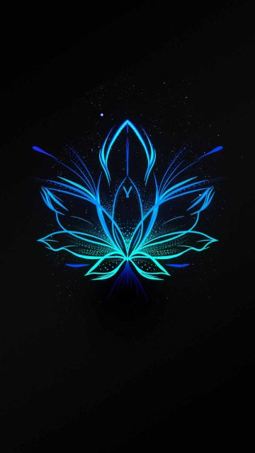 Neon Flower Amoled iPhone Wallpaper