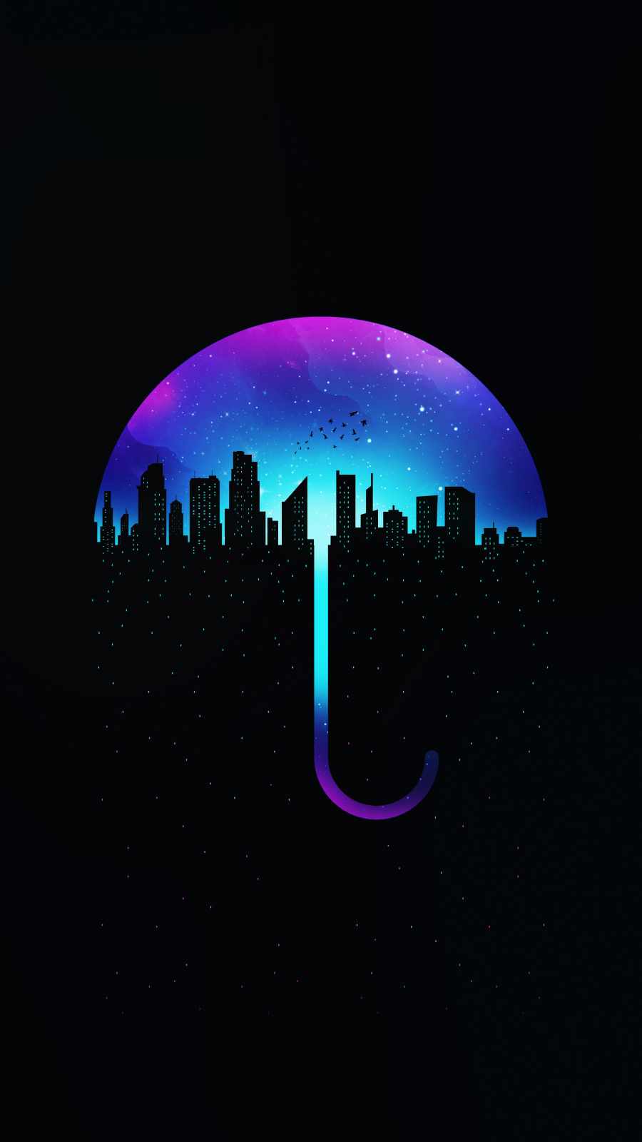 Umbrella City iPhone Wallpaper