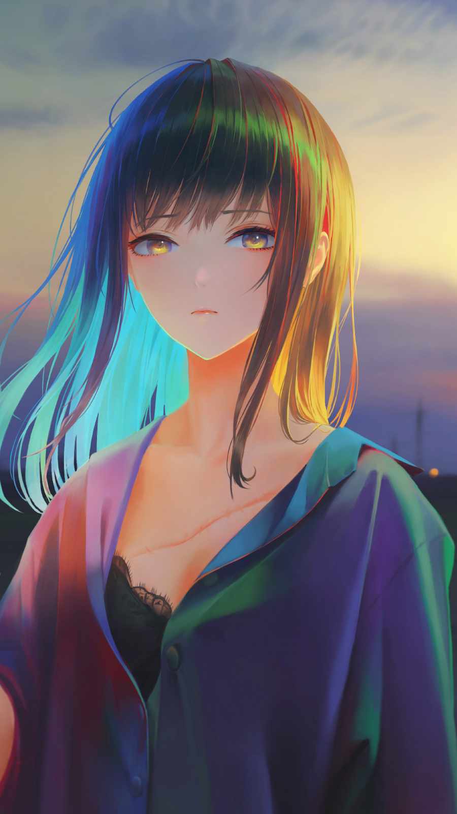 Anime Girl Glow Hairs