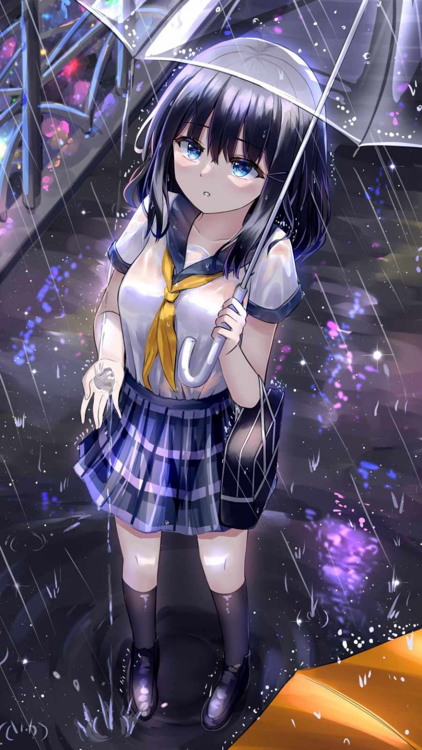 Anime Girl In Rain Iphone Wallpapers 7480