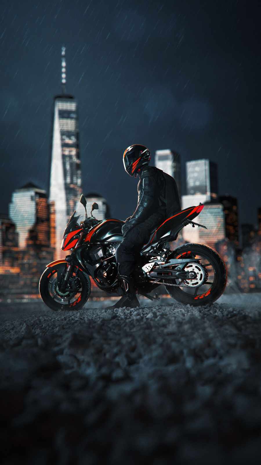 Night Biker iPhone Wallpaper