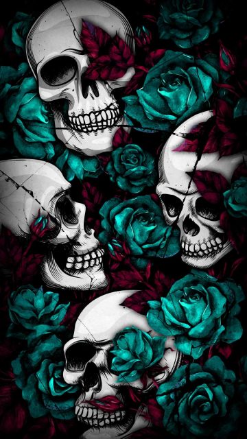 Skull Flowers Art