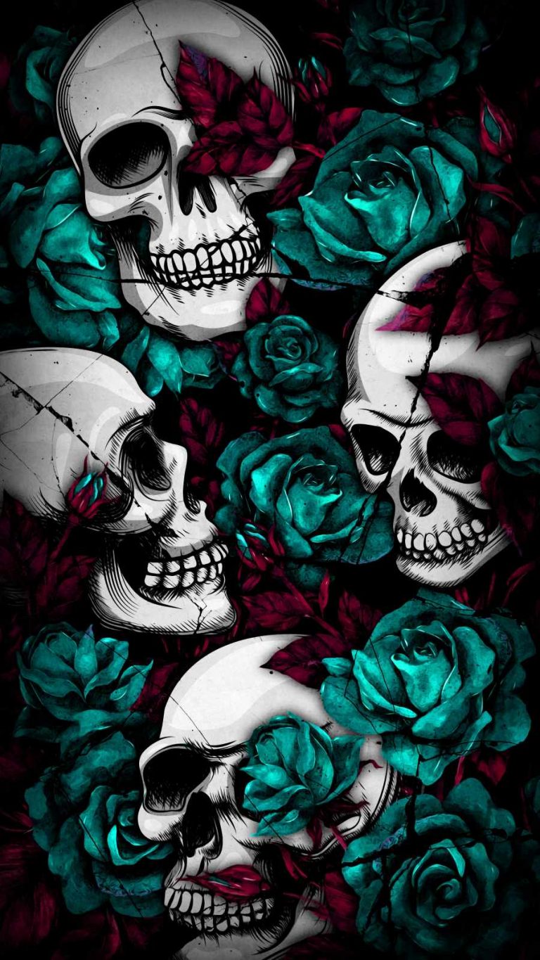 Skull Flowers Art - iPhone Wallpapers