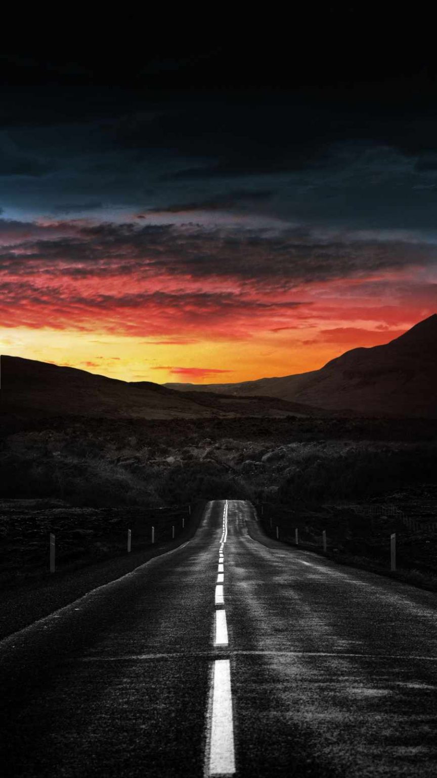 Straight Road Sunrise - iPhone Wallpapers