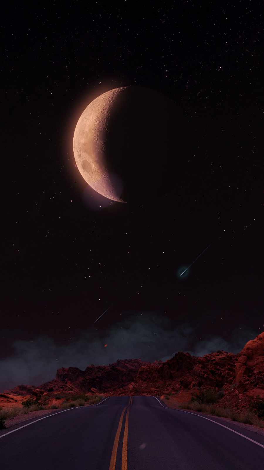 Moon Road Night - IPhone Wallpapers : iPhone Wallpapers