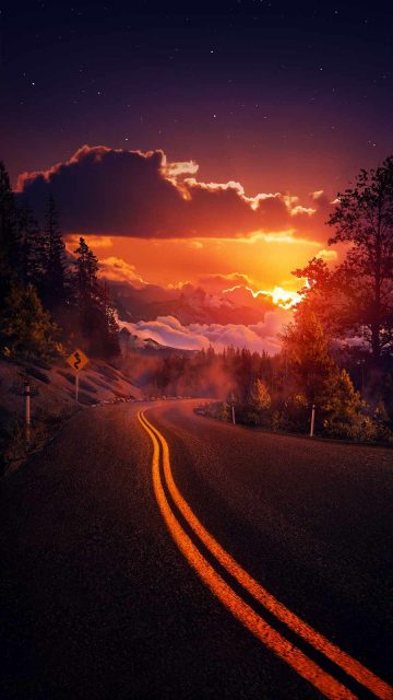 Sunset Cloudy Road